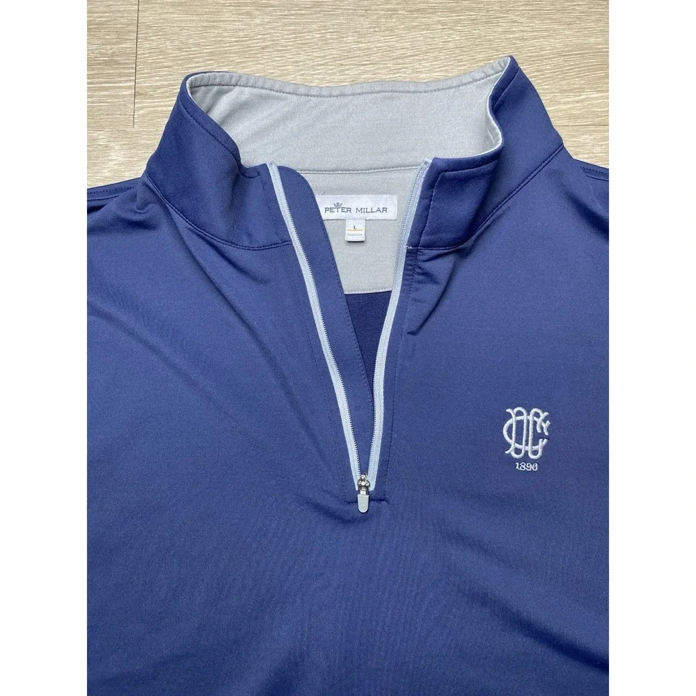 LARGE Peter Millar Galway Blue 1/4 Zip Golf Performance Dallas Country Club Vest